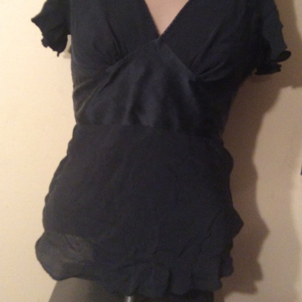 EXPRESS BLACK SILK SHIRT - Picture 4 of 6